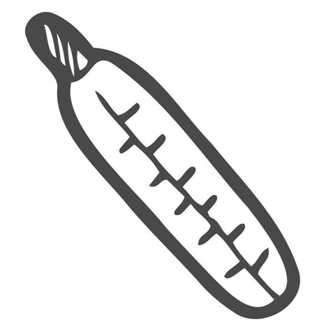 Vector Icon Of Mercury Thermometer In Doodle Style For Measuring Body