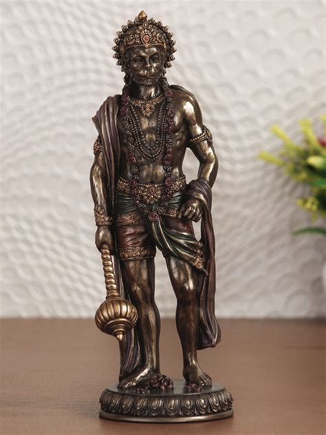 Buy Standing Lord Hanuman Idol With Gada Mace Cold Cast Bronze Resin