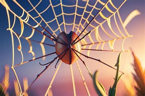 Premium Photo A Spider With A Heart On Its Web