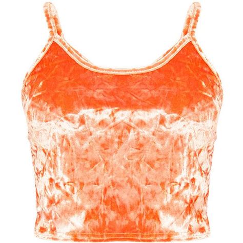 Kathleen Orange Crushed Velvet Cami Crop Top