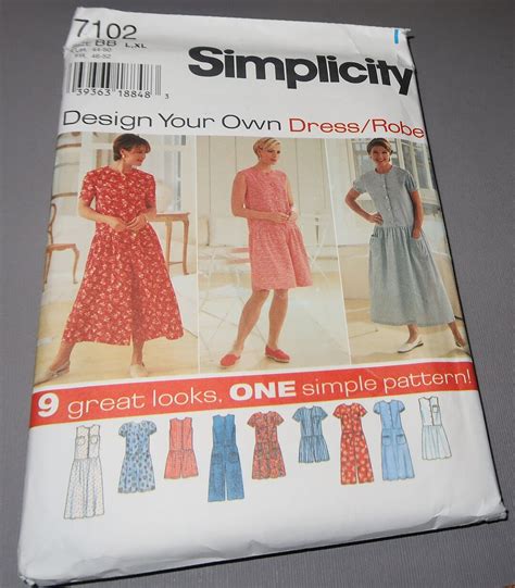 Uncut L Xl Design Your Own Dressrobe 9 Great Looks One Simple Pattern Simplicity 7102 Etsy