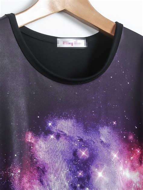 Black Short Sleeve Galaxy Print T Shirt Sheinsheinside