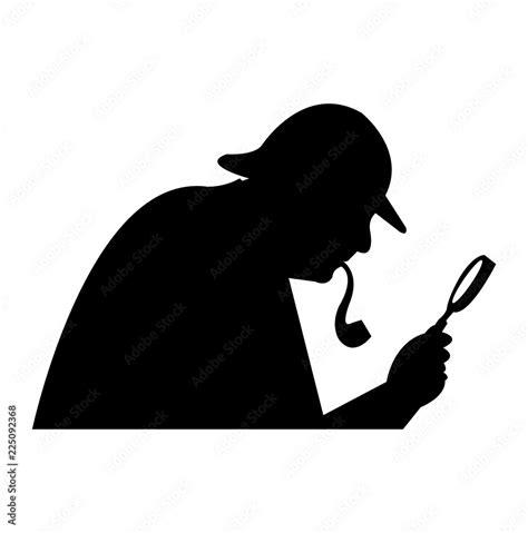 Sherlock Holmes Black Silhouette Isolated On White Background Stock