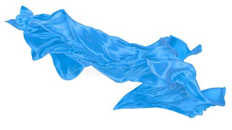 Beautiful Flowing Fabric Of Blue Wavy Silk Or Satin 3d Rendering Image