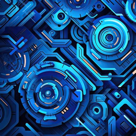 Premium Photo Technological Patterns Modern Vibrant Blue Seamless Pattern