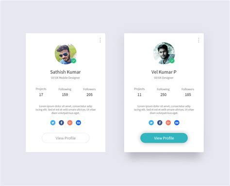 Profile Card Concept (1) | Images :: Behance