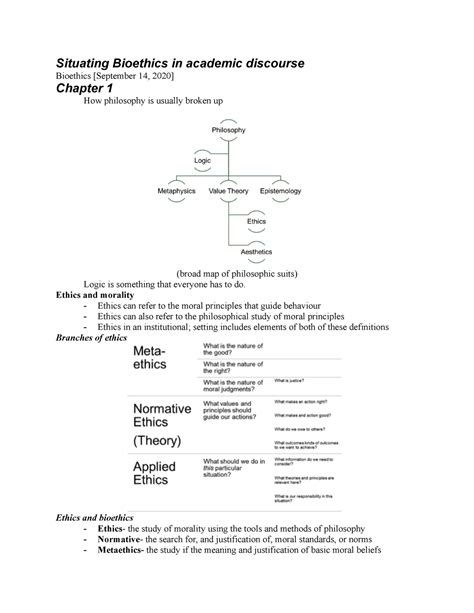 Module 1 Lecture Notes 1 2 Situating Bioethics In Academic