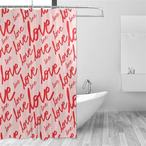 Hyjoy Valentines Day Love Shower Curtain Waterproof Fabric Shower