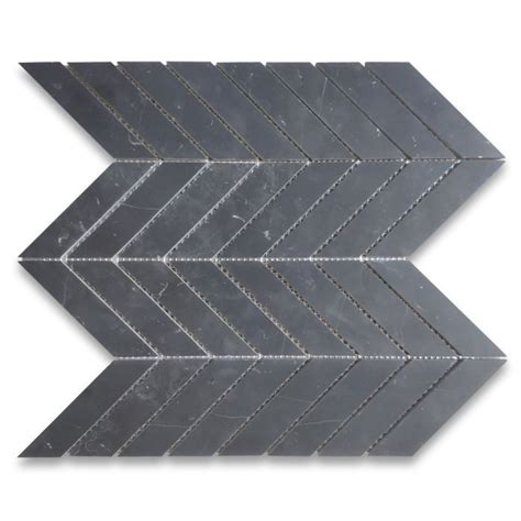 Nero Marquina Black Marble 1x4 Chevron Mosaic Tile Honed Marble Online