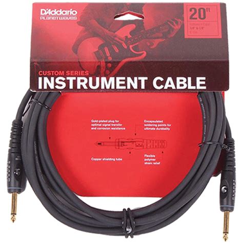 D Addario Custom Series Instrument Cable 20ft 6m Zebra Muzik