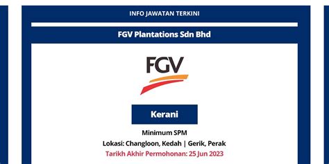 Info Jawatan Kosong Terkini Fgv Plantations Sdn Bhd Kerja Kosong Bagus