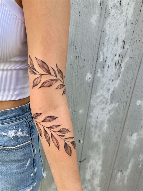 Botanical Leaf Wrap Tattoo Around Arm Tattoo Forearm Tattoo Women