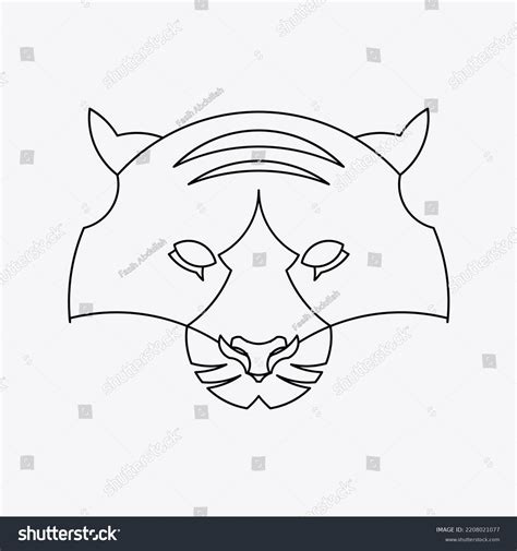 Sumatran Tiger Head Logo Outline Sketch Stock Vector Royalty Free