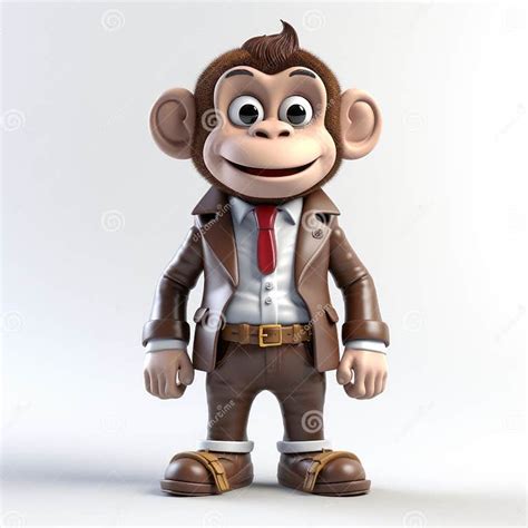 Realistic 3d Render Of Playful Monkey In Business Suit Stock