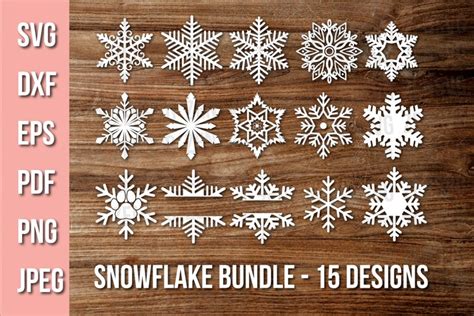 Snowflakes Svg Bundle 15 Snowflake Cut File Pack Xmas