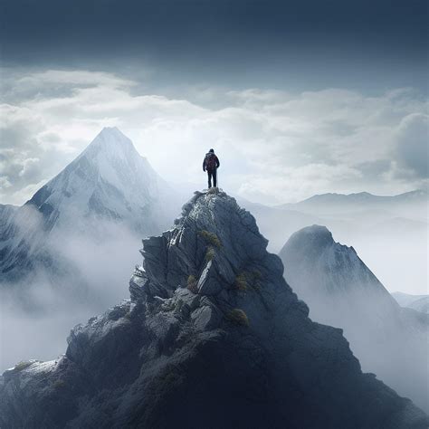 A Person Conquering A Mountain Peak Symbolizing Overcoming Ai Generated