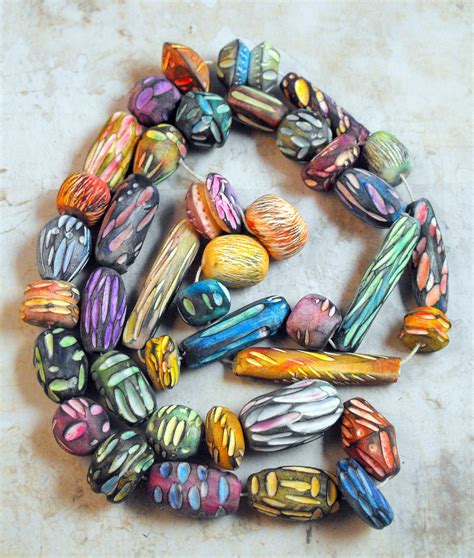 Ripple Beads Polymer Clay Beads Clay Bead Necklace Polymer Clay