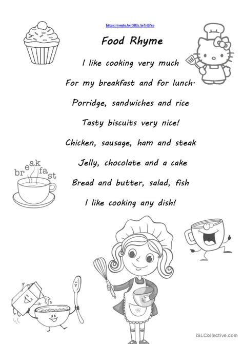 Food Rhyme Nursery Rhyme And Son English Esl Worksheets Pdf And Doc