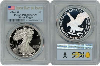 2023 W Silver American Eagle 1 PCGS PR70DCAM First Day Of Issue 255