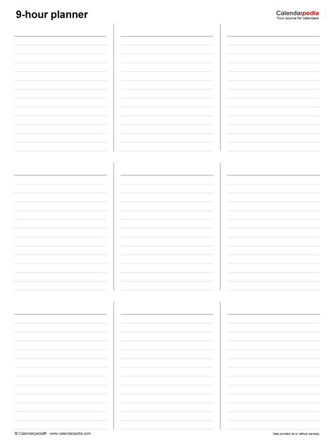 Free Hourly Planners In Pdf Format Templates