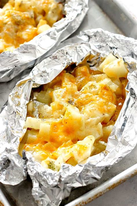 Cheesy Potatoes Foil Packs Recipe Crunchy Creamy Sweet