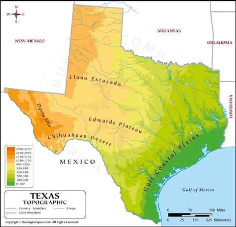 Detailed Texas Map Tx Terrain Map Explore The Lone Star States