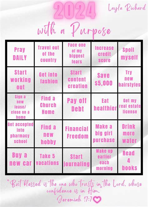 2024 Bingo Vision Board Printable Bingo Template 2024 Personal Goals