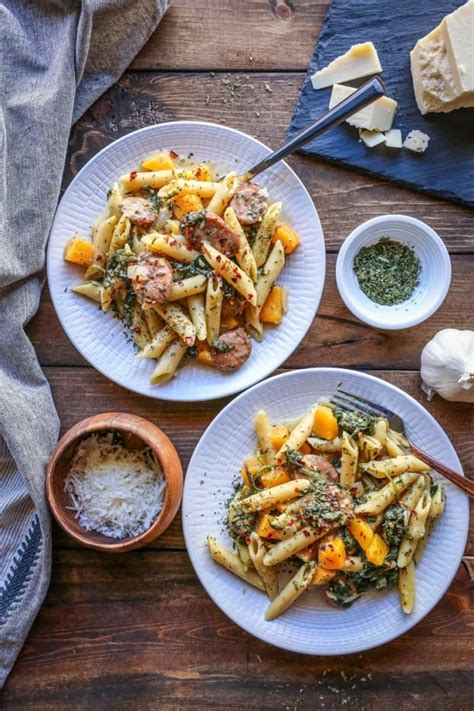 One Pot Butternut Squash And Sausage Pasta The Roasted Root