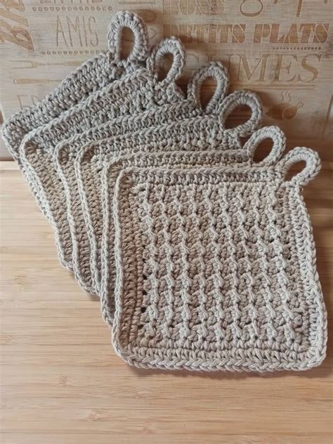 Square Pot Holders With Loop Hot Pads Etsy