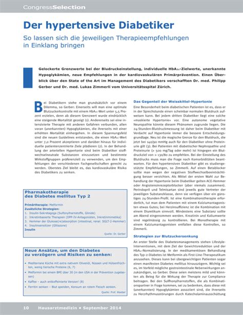 Der Hypertensive Diabetiker