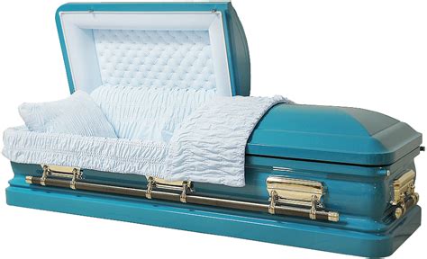 8212 - 18 Gauge Turquoise Blue Casket with White Velvet