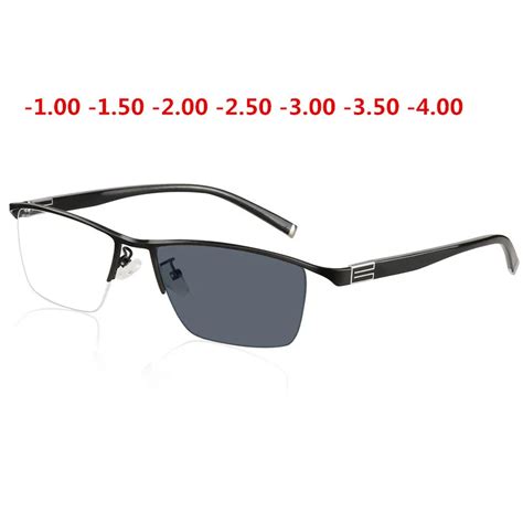 Hdcrafter Photochromic Myopia Eyeglasses Optical Men Diopter Short Sight Prescription Glasses