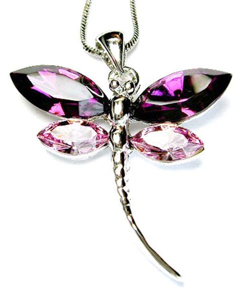 Swarovski Crystal Dragonfly Necklace Bridal Wedding Christmas Etsy