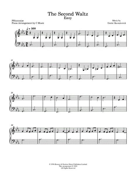 Phianonize The Second Waltz [easy] Sheet Music Piano Solo In C Minor Download And Print