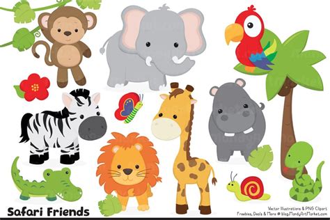 Cute Safari Animal Vectors And Clipart Pre Designed Illustrator