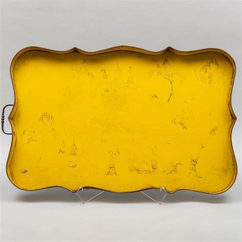 Large Yellow Tôle Tray sold at auction on 21st September | STAIR