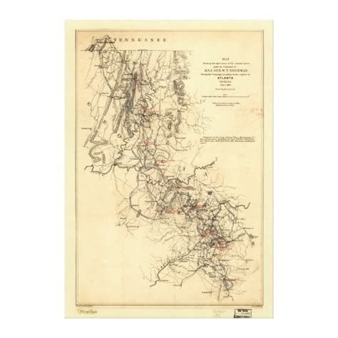 Civil War Atlanta Campaign Map September 1 1864 Canvas Print