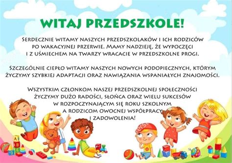 Yczenia Na Rozpocz Cie Nowego Roku Szkolnego Dla Przedszkolak W