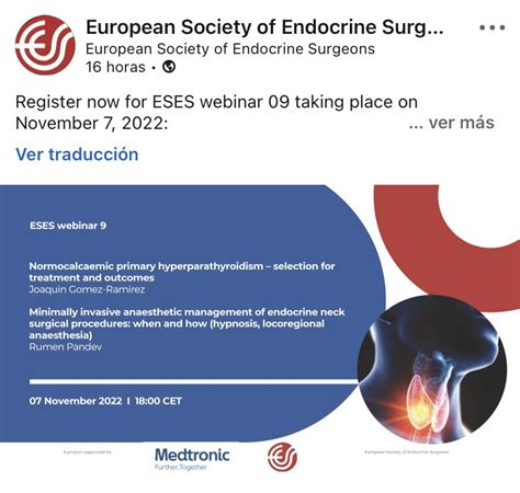 Webinar De La European Society Of Endocrine Surgeons Dr Joaquín Gómez