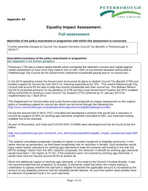 Fillable Online Equality Impact Assessment Fax Email Print Pdffiller