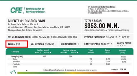 ᐅ Tarifas CFE Tipos Costo kWh Subsidio