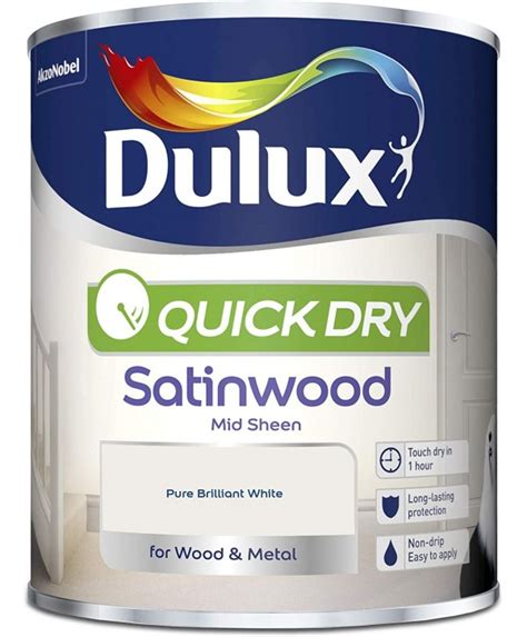 Dulux Quick Dry Satinwood Paint For Wood And Metal Pure Brilliant