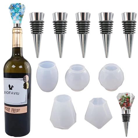 HASTHIP Wine Stopper Resin Molds 5 Pieces Geometric Spherical Crystal