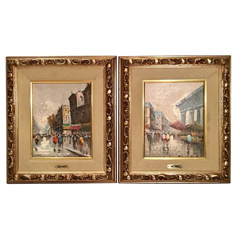 Antonio Devity Original Oil On Canvas Paintings Paris Street Scenes