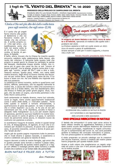 I Fogli De Il Vento Del Brenta Buon Natale Dalla Proloco Pro Loco Di