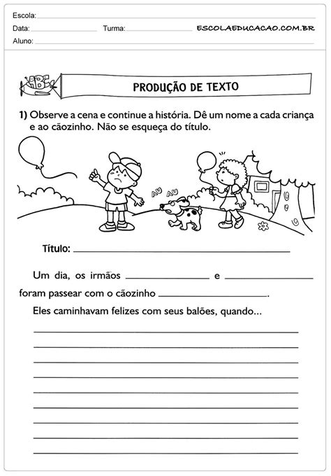 Atividades de Produção de Texto 2º ano Continue a História Escola