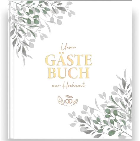 LEAF GOLD Gästebuch Hochzeit I Edles Hochzeitsgästebuch mit Fragen I