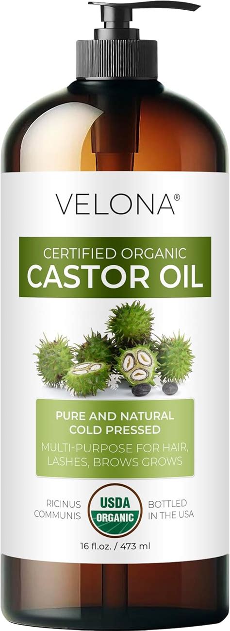 Amazon Velona USDA Certified Organic Castor Oil 16 Fl Oz With