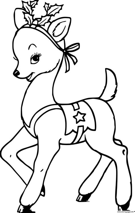 Beautiful Little Reindeer Coloring Page Printable