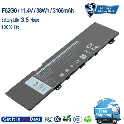 Battery For Dell Inspiron 13 5370 7370 7380 7386 7373 Rpjc3 F62g0 F62go